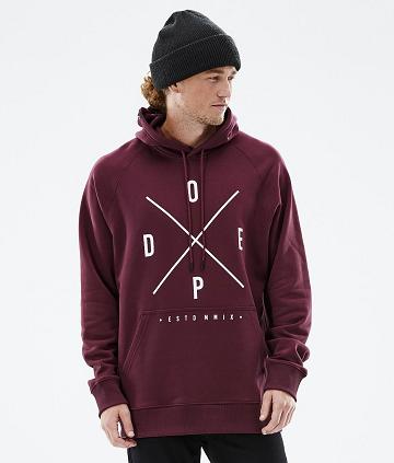 Burgundy Men's Dope Common Hoodies | NZ_D1064