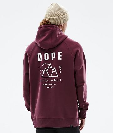 Burgundy Men's Dope Common Hoodies | NZ_D2361