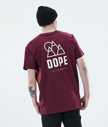 Burgundy Men's Dope Daily T-shirts | NZ_D1782