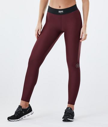 Burgundy Women's Dope Razor Leggings | NZ_D1105