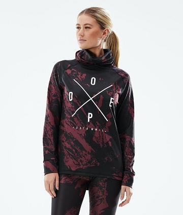 Burgundy Women's Dope Snuggle W Base Layer Tops | NZ_D1748