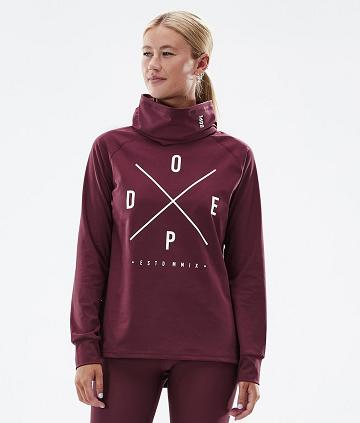 Burgundy Women's Dope Snuggle W Base Layer Tops | NZ_D1944