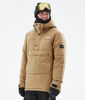 Gold Men's Dope Puffer Snowboard Jackets | NZ_D1360