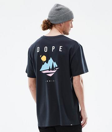 Navy Men's Dope Standard T-shirts | NZ_D1744