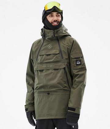 Olive Men's Dope Akin Ski Jackets | NZ_D2405