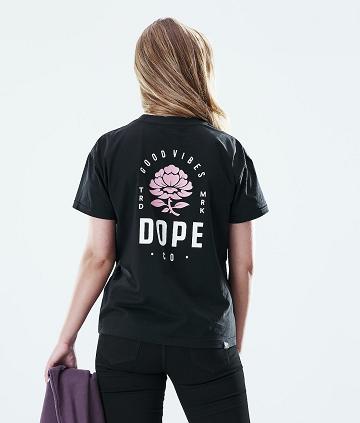 Rose Black Women's Dope Regular T-shirts | NZ_D2406