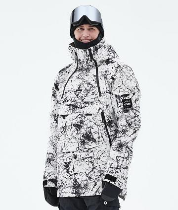 White / Black Men's Dope Akin 2021 Snowboard Jackets | NZ_D1006