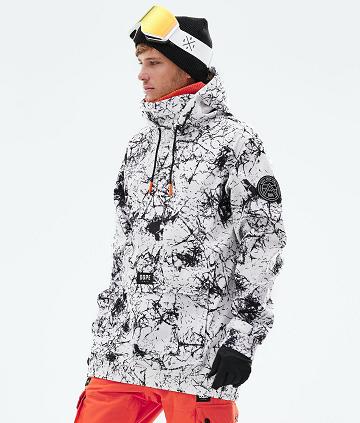 White / Black Men's Dope Wylie Snowboard Jackets | NZ_D1272
