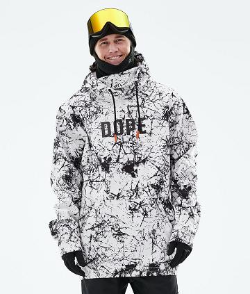White Black Men's Dope Yeti 2021 Snowboard Jackets | NZ_D2196