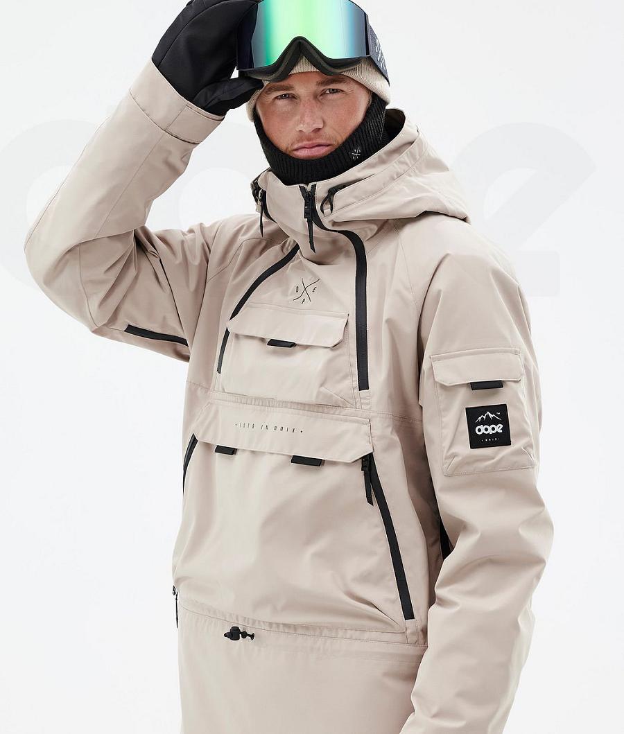 Beige Men's Dope Akin Snowboard Jackets | NZ_D1315