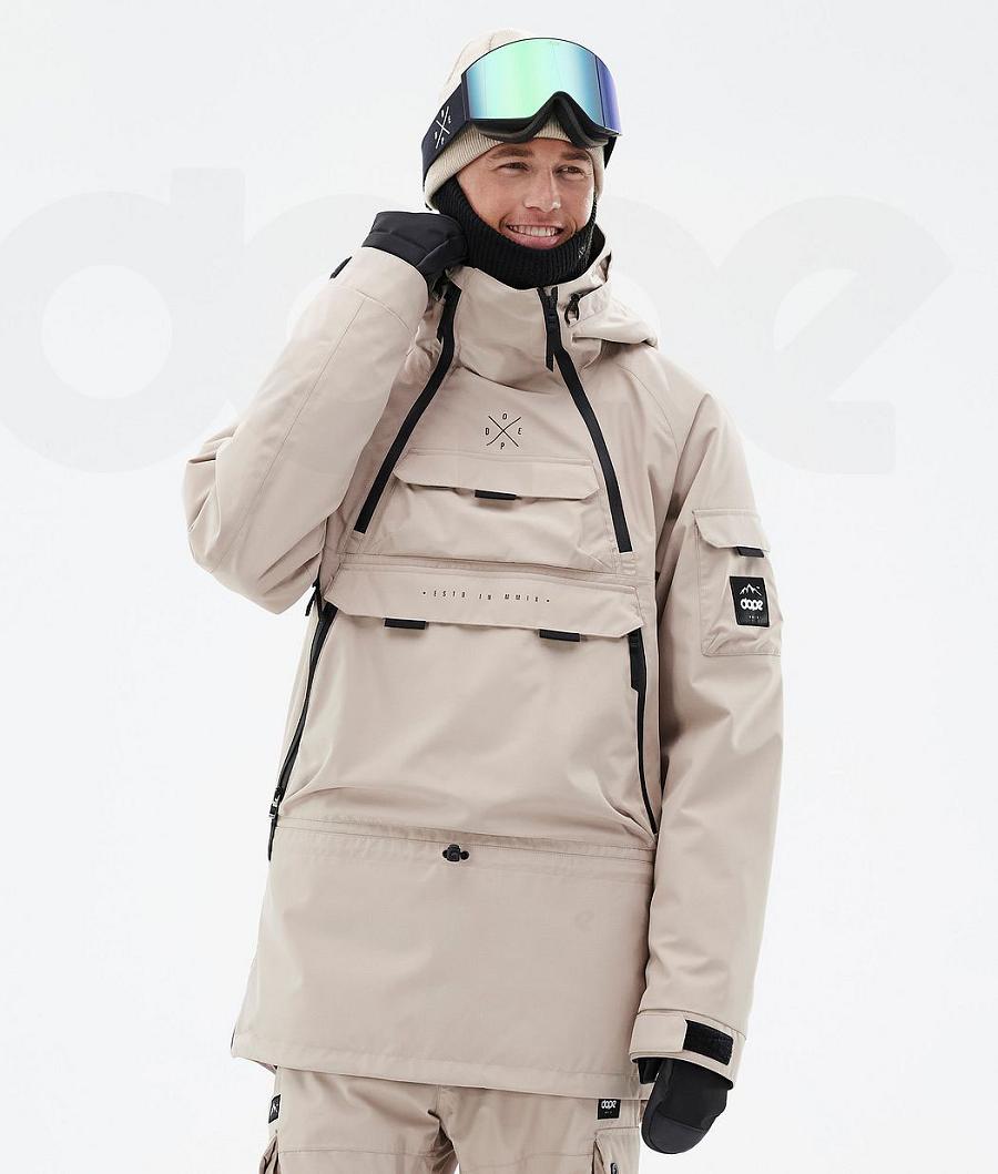 Beige Men\'s Dope Akin Snowboard Jackets | NZ_D1315
