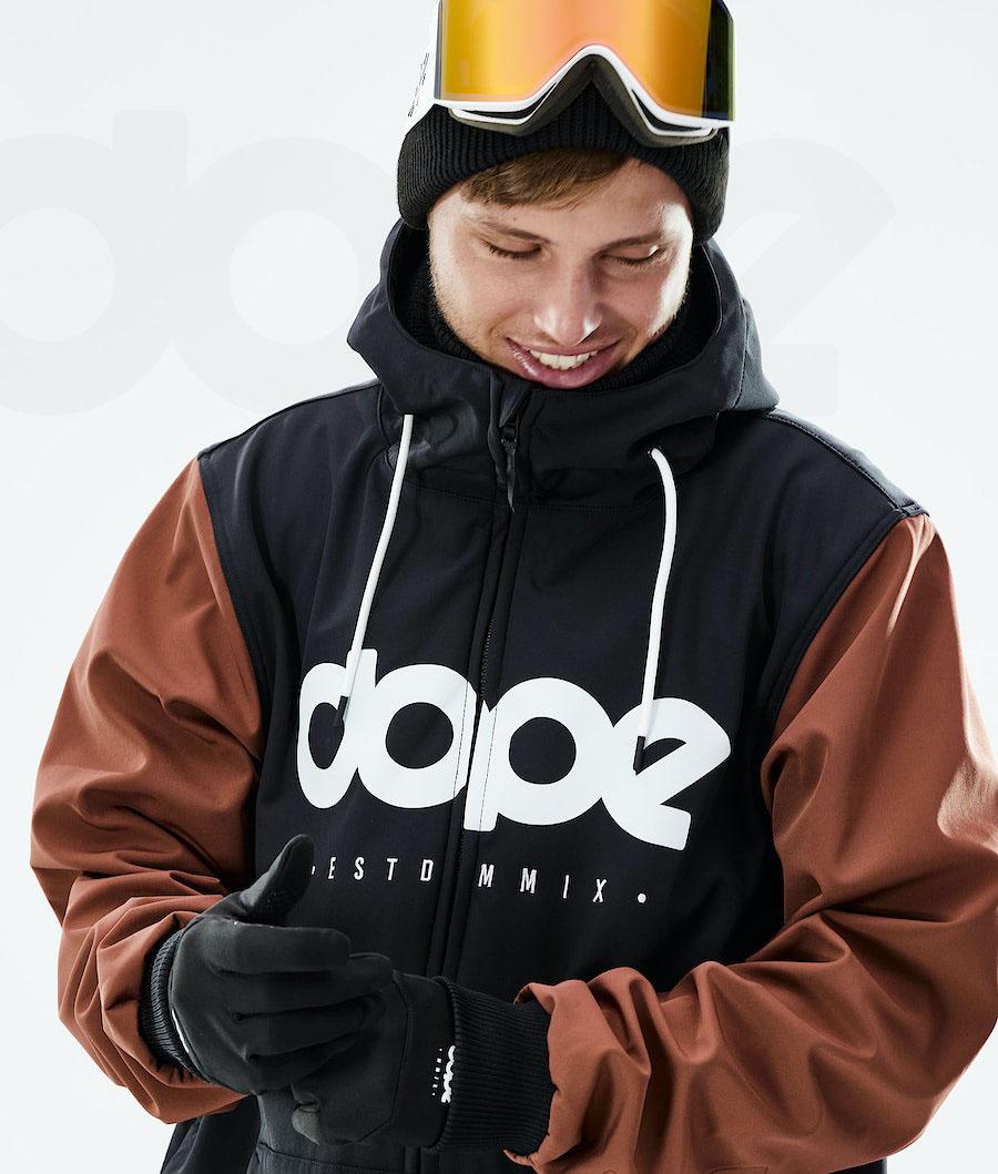 Black / Brown Men's Dope Standard DO Snowboard Jackets | NZ_D1432