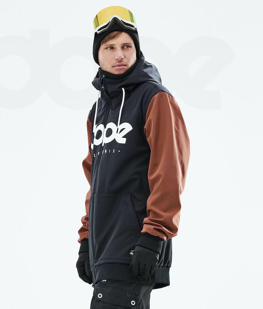 Black / Brown Men's Dope Standard DO Snowboard Jackets | NZ_D1432