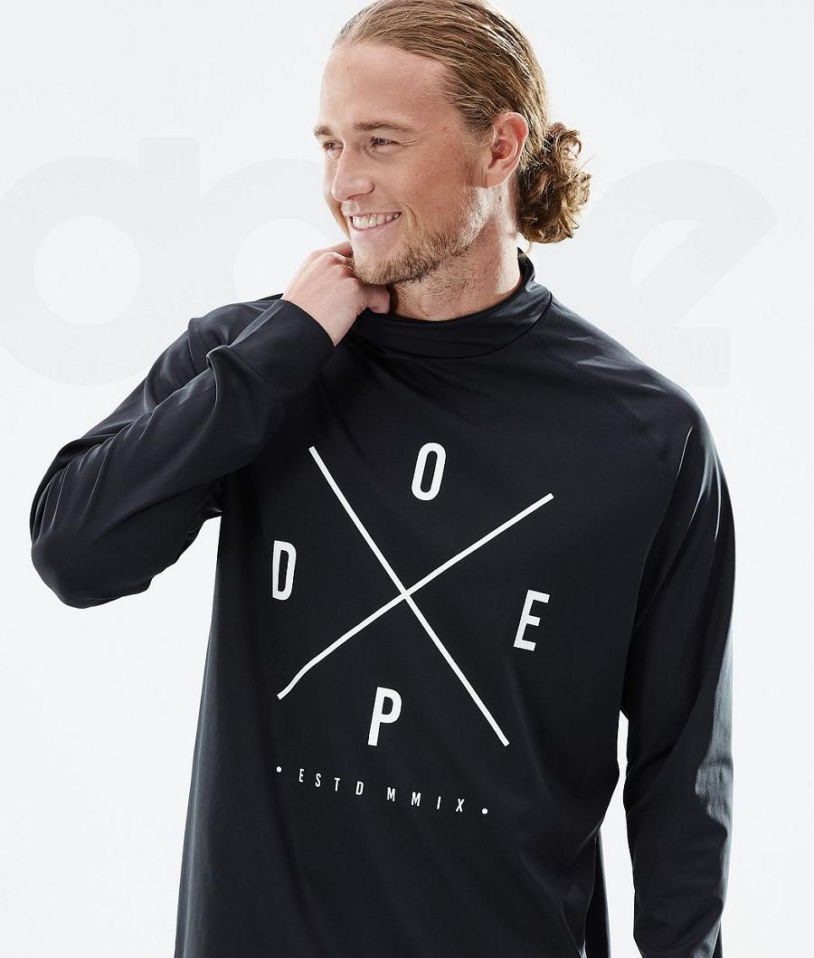 Black Men's Dope Snuggle Base Layer Tops | NZ_D1375