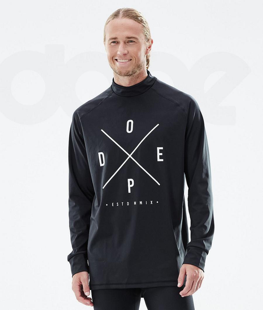 Black Men\'s Dope Snuggle Base Layer Tops | NZ_D1375