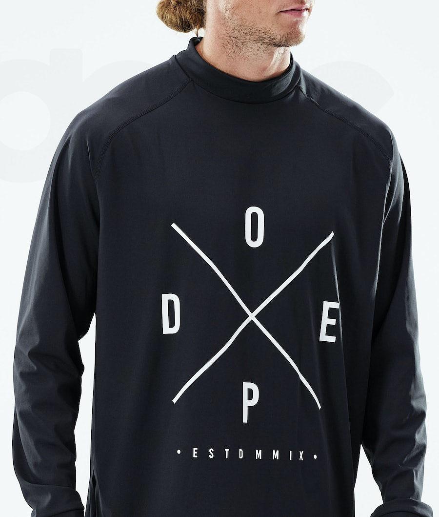 Black Men's Dope Snuggle Base Layer Tops | NZ_D2518