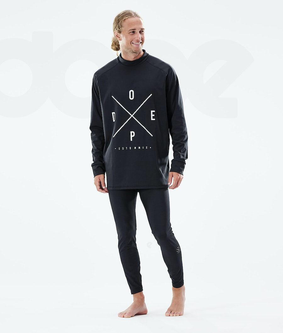 Black Men's Dope Snuggle Base Layer Tops | NZ_D2518