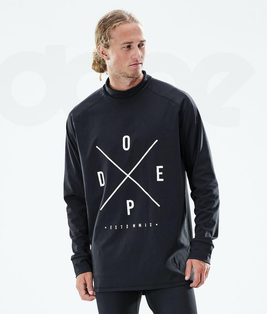 Black Men\'s Dope Snuggle Base Layer Tops | NZ_D2518
