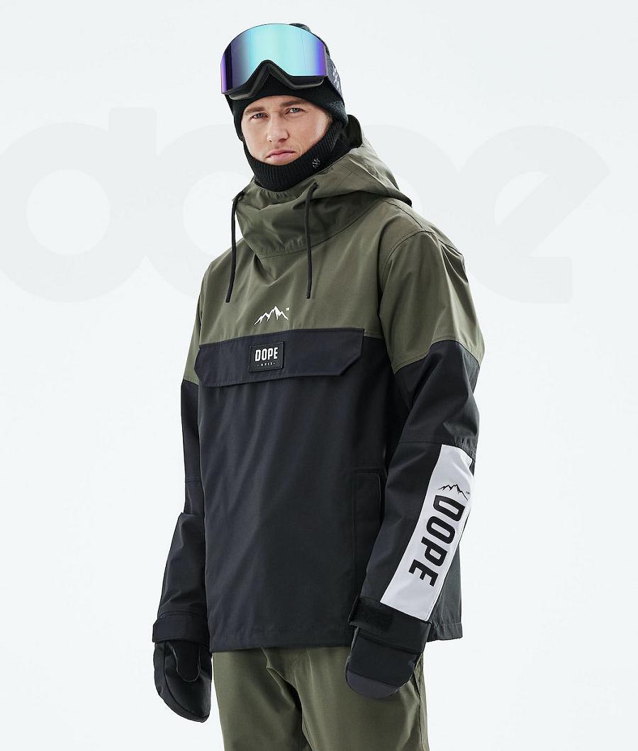 Black / Olive Men\'s Dope Blizzard LE Ski Jackets | NZ_D1763