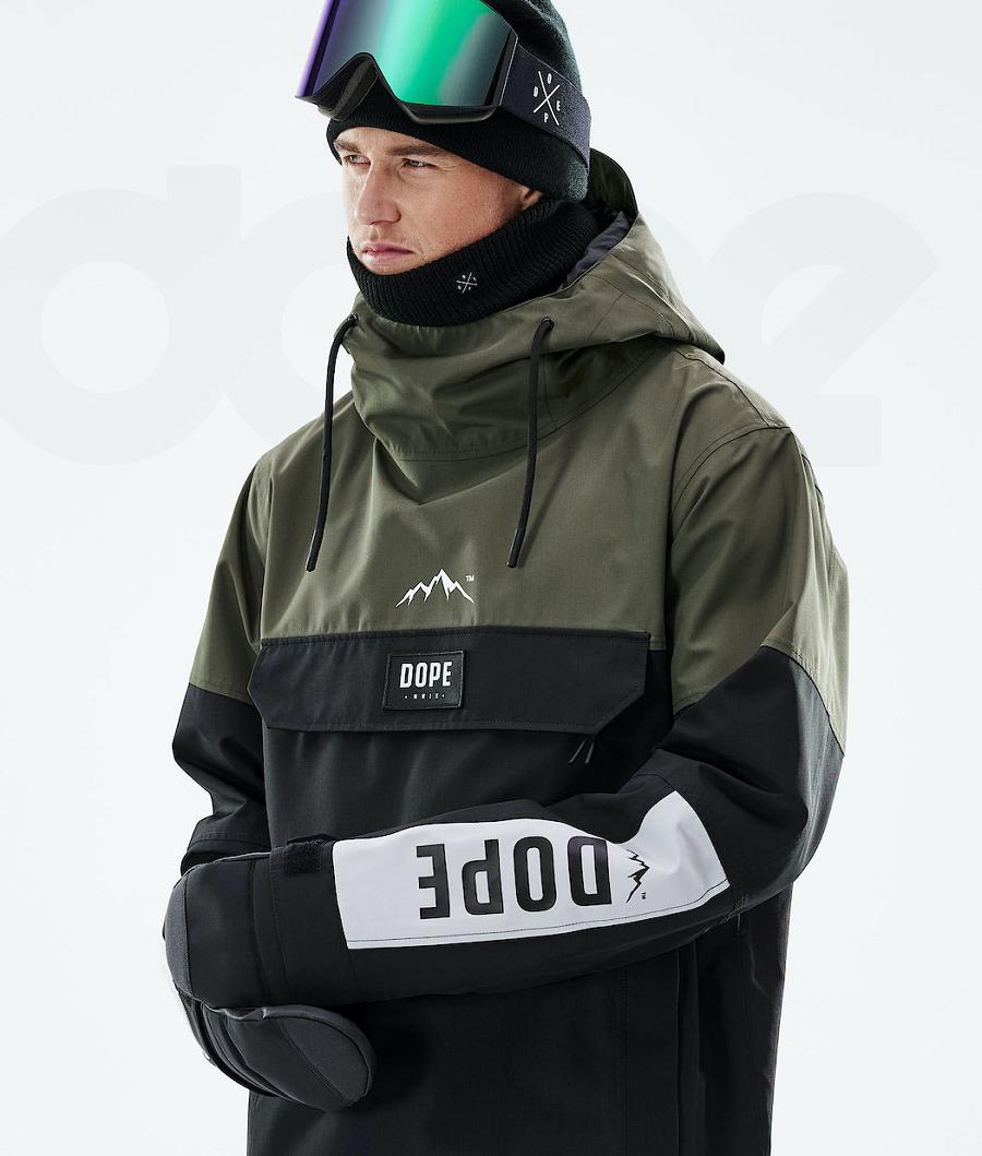 Black / Olive Men's Dope Blizzard LE Snowboard Jackets | NZ_D1242