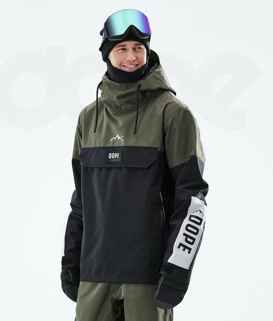 Black / Olive Men\'s Dope Blizzard LE Snowboard Jackets | NZ_D1242