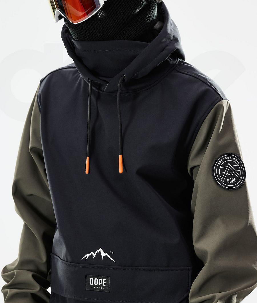 Black / Olive Men's Dope Wylie Snowboard Jackets | NZ_D1076