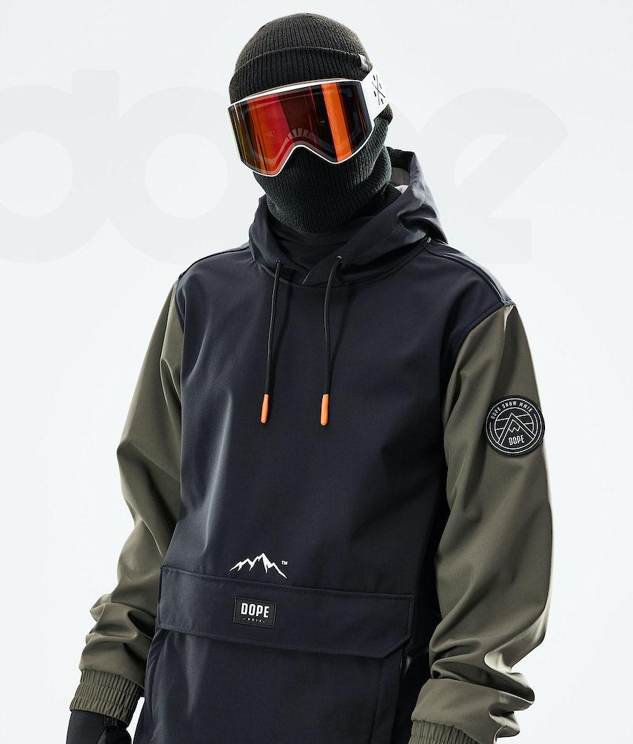 Black / Olive Men's Dope Wylie Snowboard Jackets | NZ_D1076