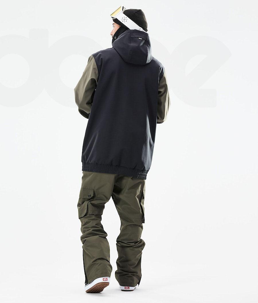 Black / Olive Men's Dope Wylie Snowboard Jackets | NZ_D1076