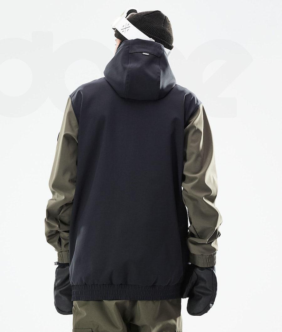 Black / Olive Men's Dope Wylie Snowboard Jackets | NZ_D1076