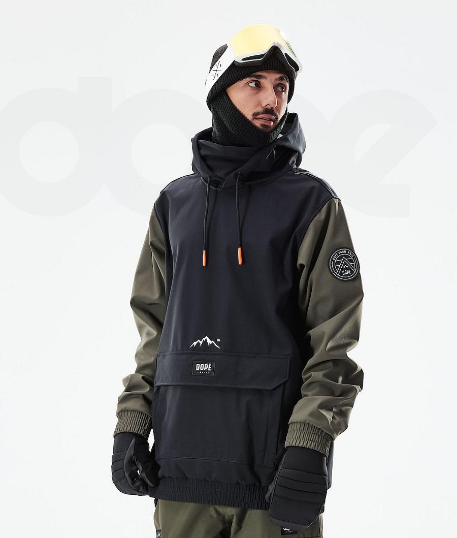 Black / Olive Men\'s Dope Wylie Snowboard Jackets | NZ_D1076