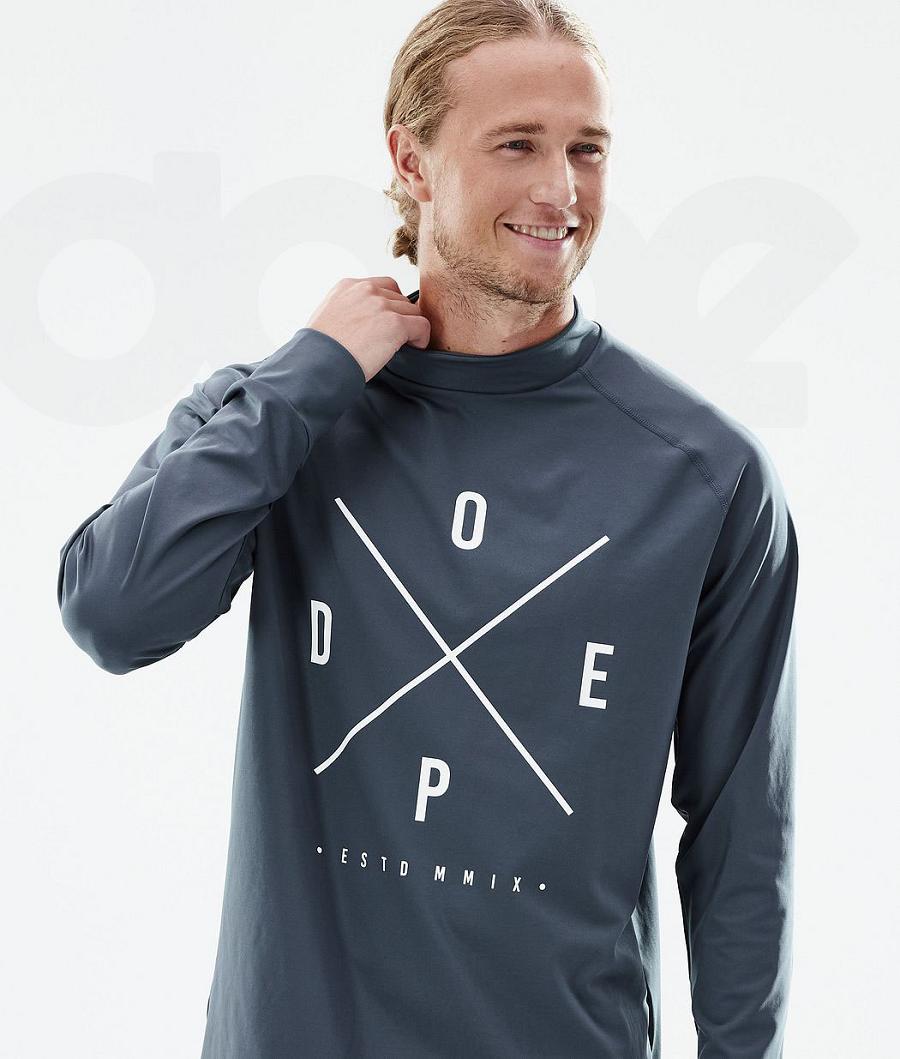 Blue Men's Dope Snuggle Base Layer Tops | NZ_D1927