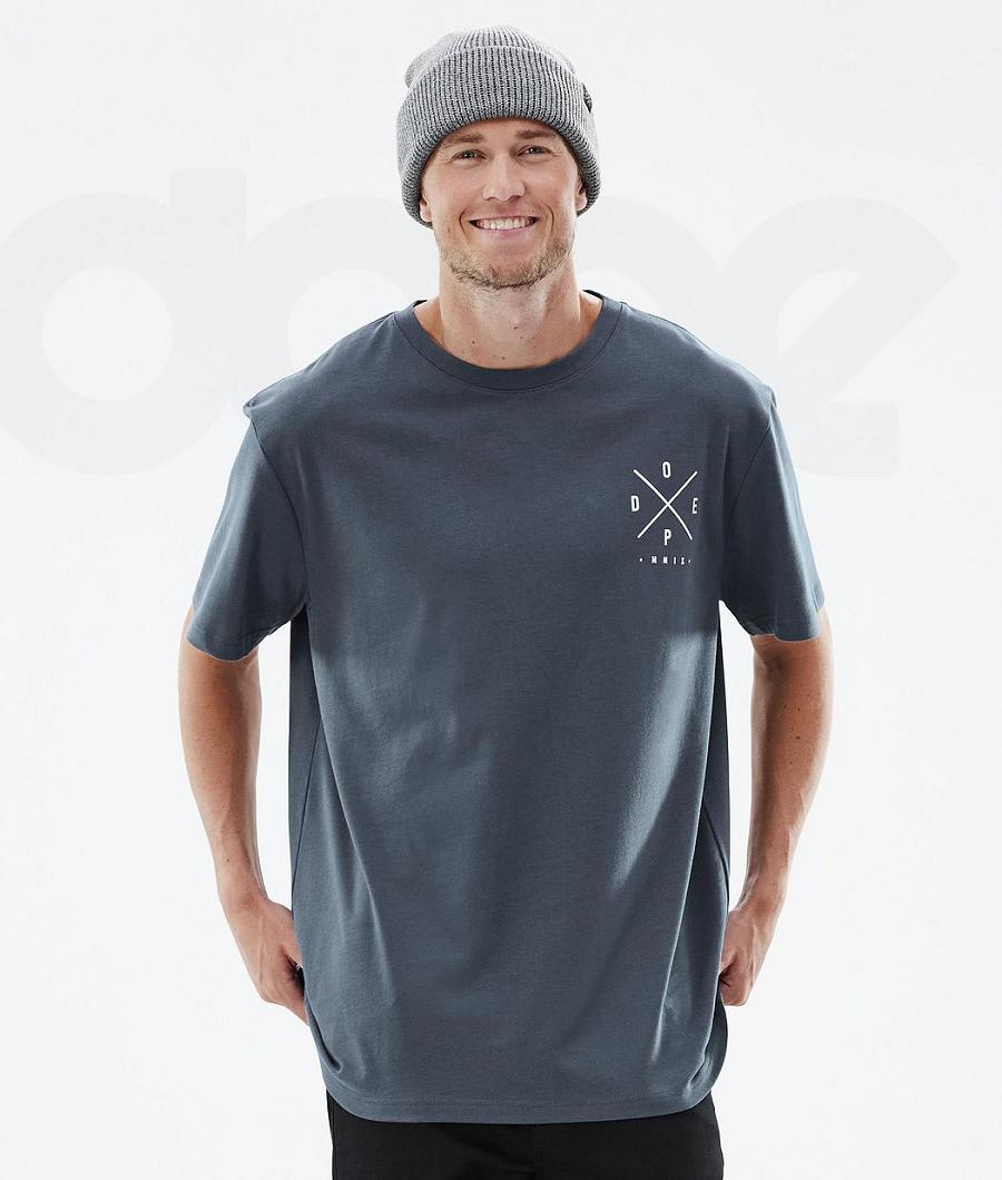 Blue Men's Dope Standard T-shirts | NZ_D1349