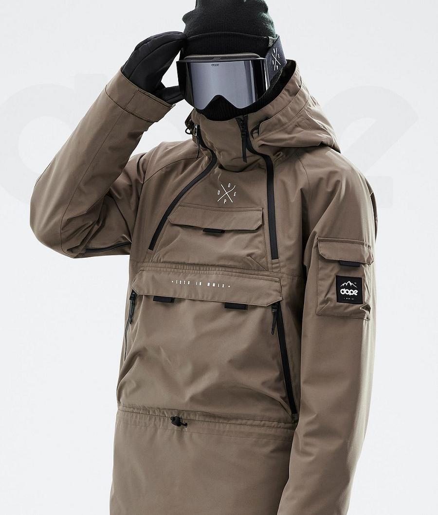 Brown Men's Dope Akin Snowboard Jackets | NZ_D1549