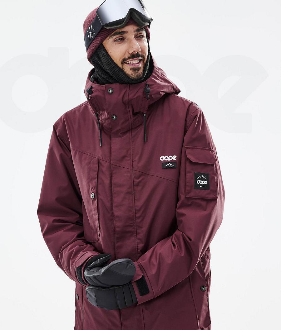 Burgundy Men's Dope Adept Snowboard Jackets | NZ_D2317