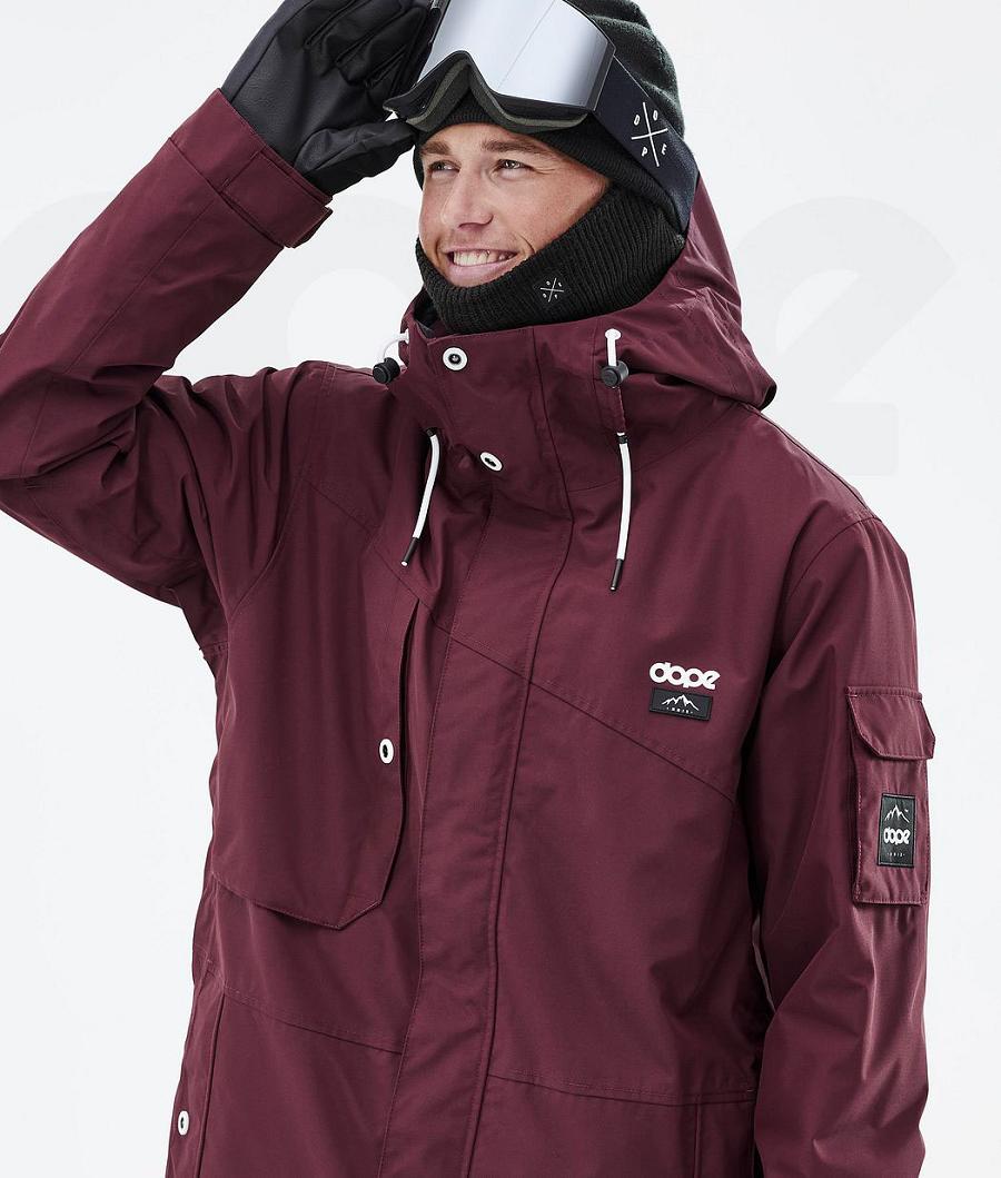 Burgundy Men's Dope Adept Snowboard Jackets | NZ_D2436