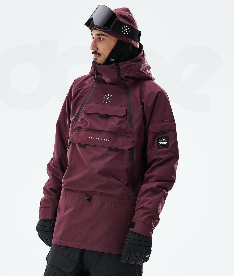Burgundy Men\'s Dope Akin 2021 Ski Jackets | NZ_D1604