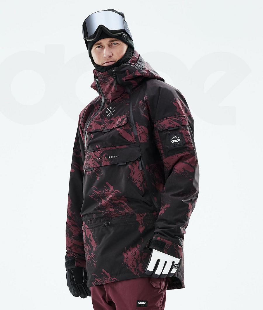 Burgundy Men\'s Dope Akin 2021 Snowboard Jackets | NZ_D1353