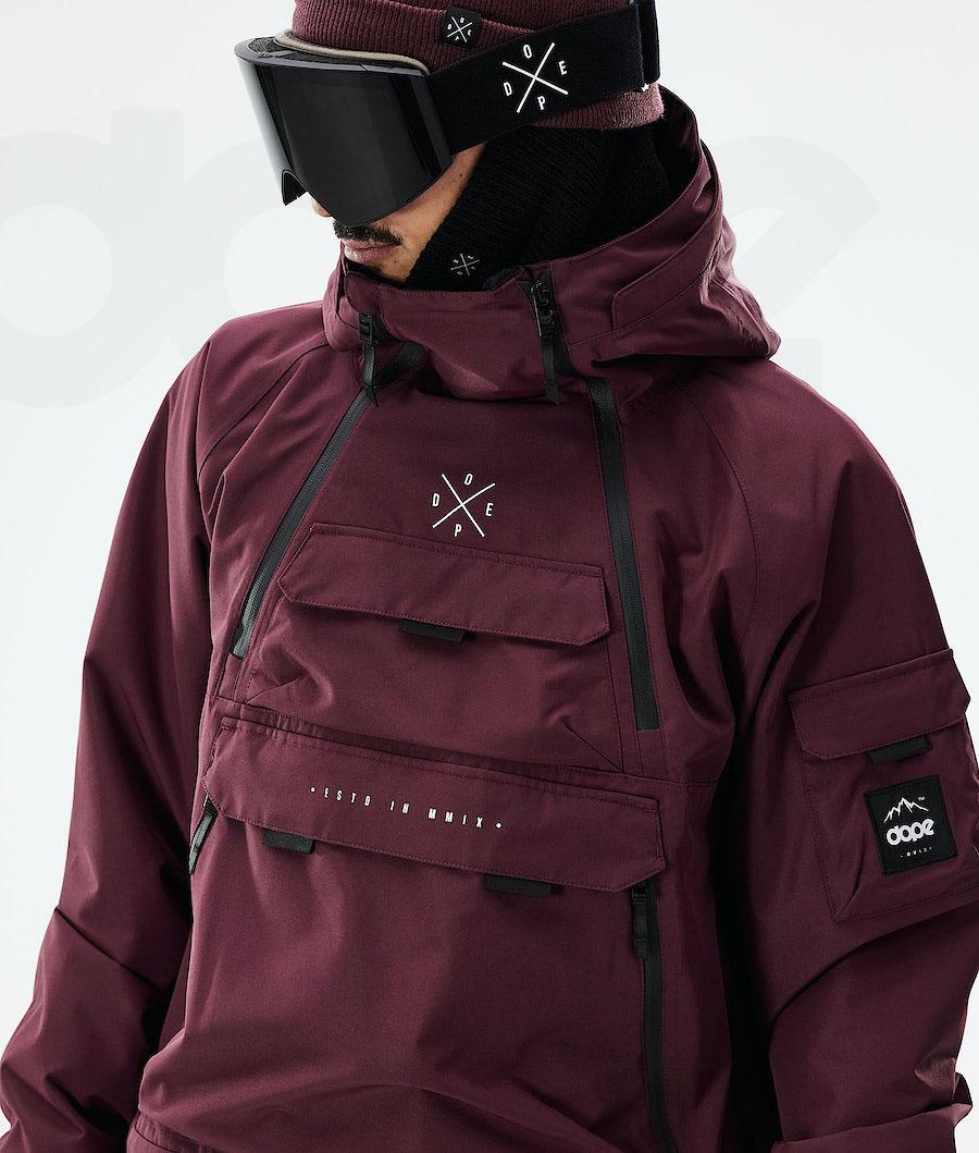 Burgundy Men's Dope Akin 2021 Snowboard Jackets | NZ_D2187