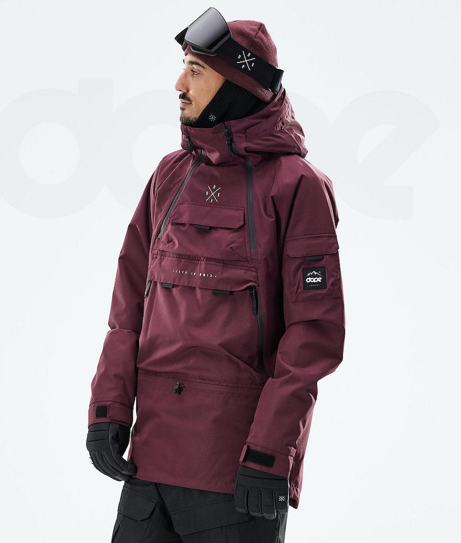 Burgundy Men\'s Dope Akin 2021 Snowboard Jackets | NZ_D2187
