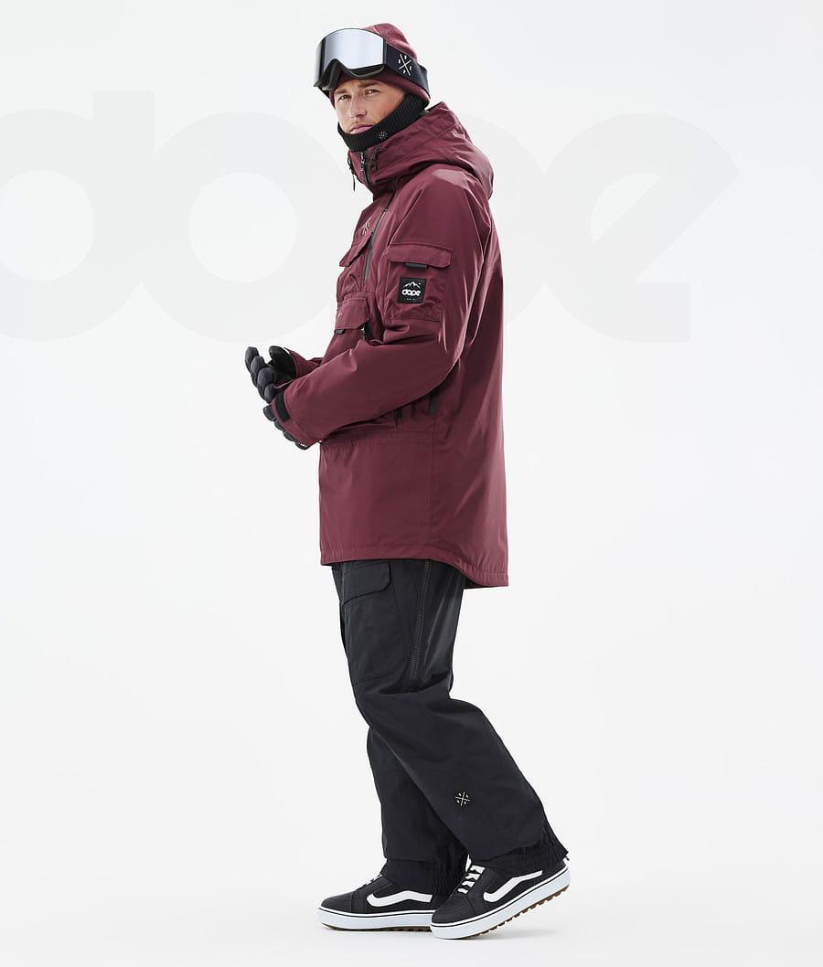 Burgundy Men's Dope Akin Snowboard Jackets | NZ_D2475