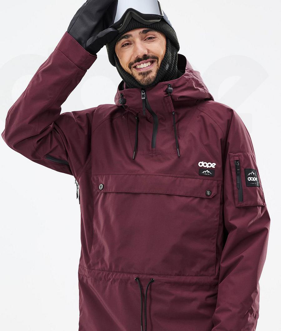 Burgundy Men's Dope Annok Snowboard Jackets | NZ_D1164