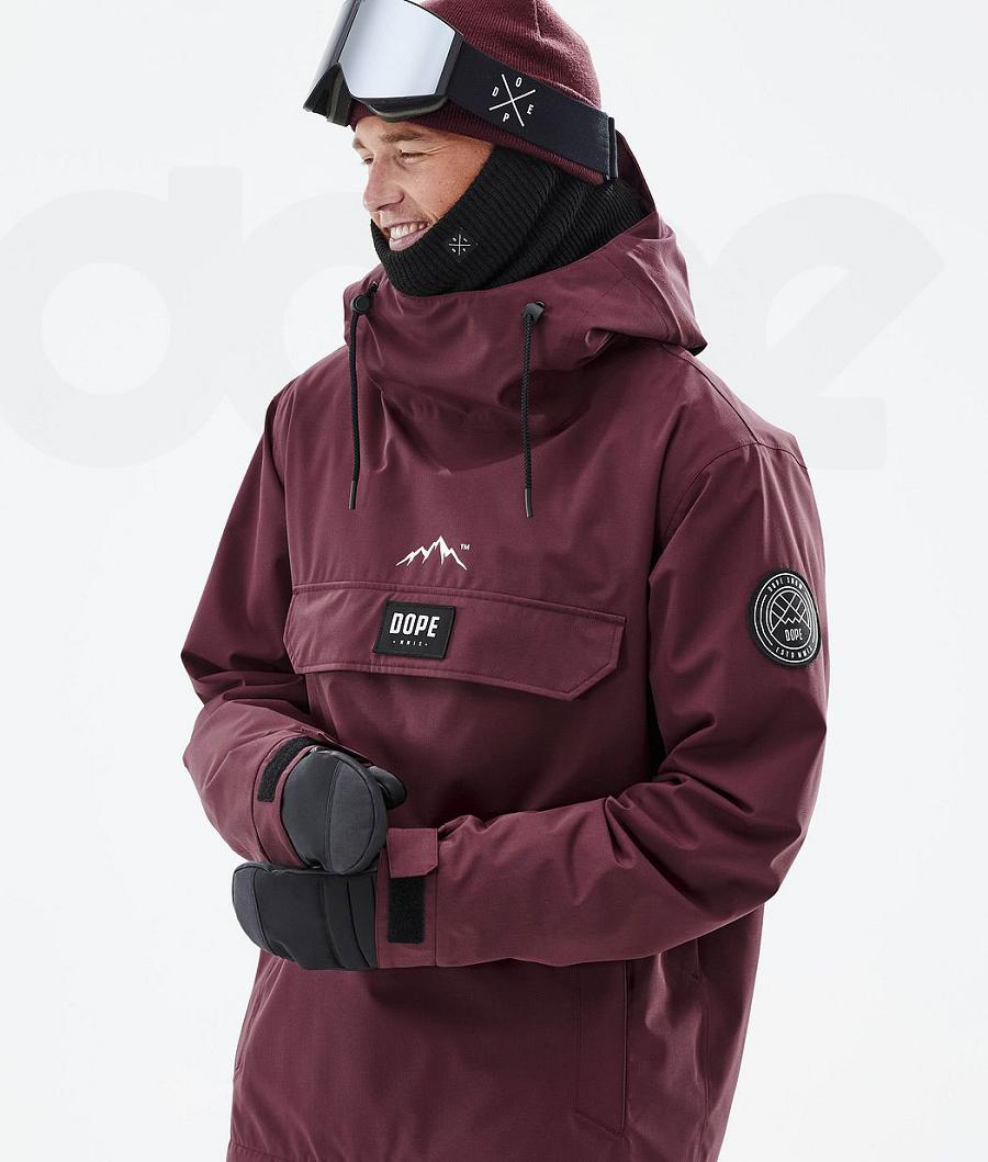 Burgundy Men's Dope Blizzard Snowboard Jackets | NZ_D2301