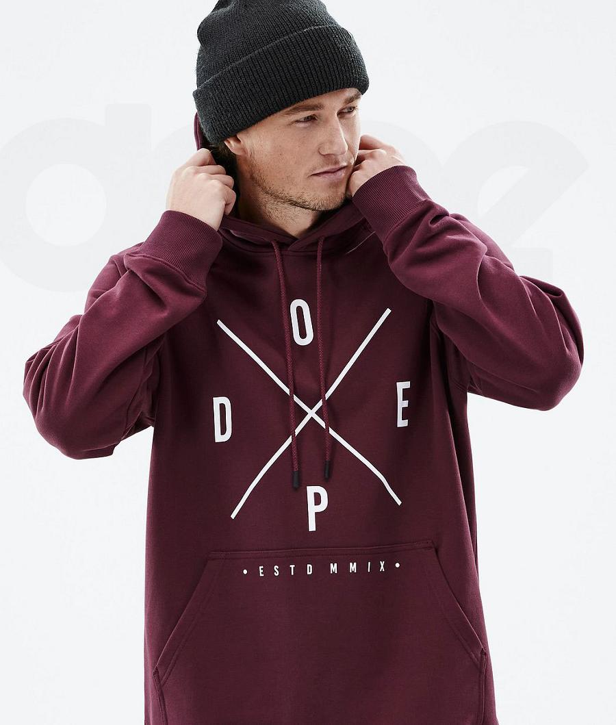 Burgundy Men's Dope Common Hoodies | NZ_D1064