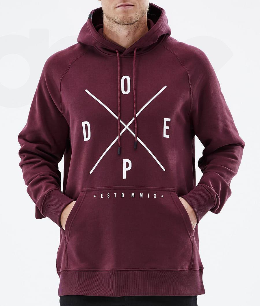 Burgundy Men's Dope Common Hoodies | NZ_D1064