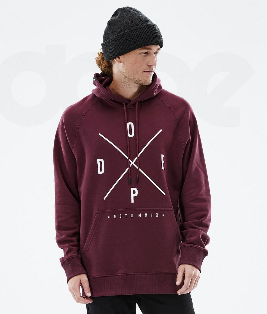 Burgundy Men\'s Dope Common Hoodies | NZ_D1064