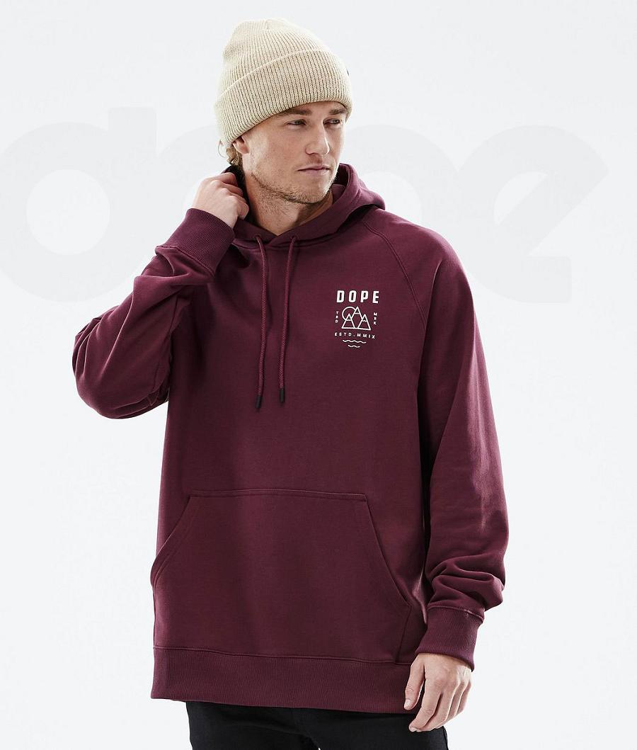 Burgundy Men's Dope Common Hoodies | NZ_D2361