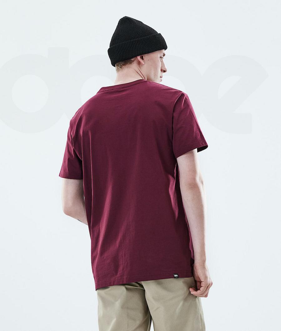 Burgundy Men's Dope Daily T-shirts | NZ_D1636