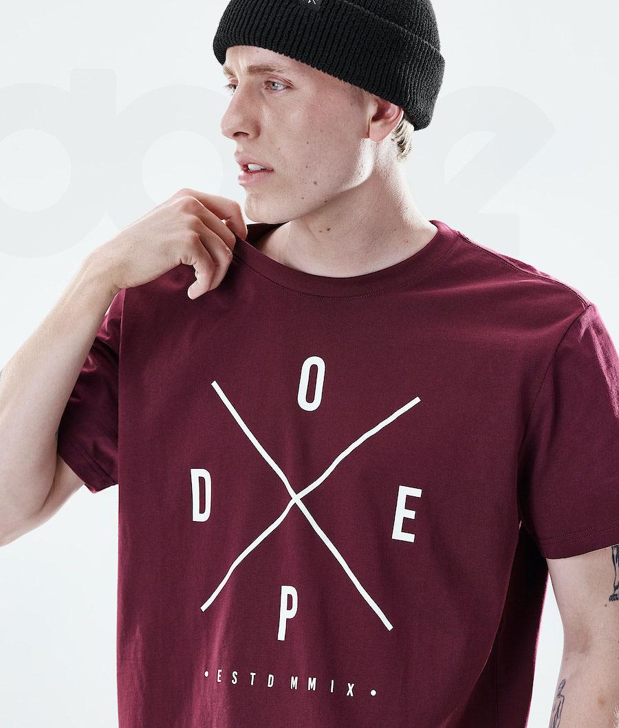 Burgundy Men's Dope Daily T-shirts | NZ_D1636