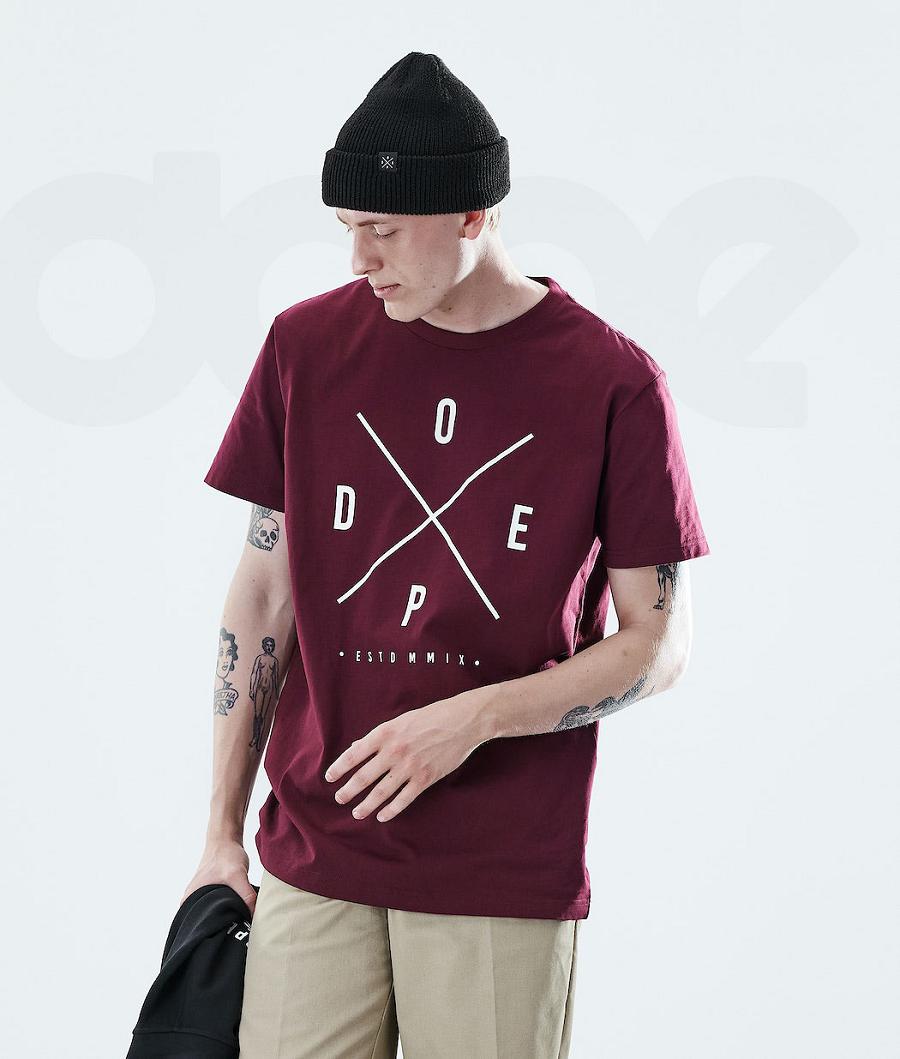 Burgundy Men\'s Dope Daily T-shirts | NZ_D1636
