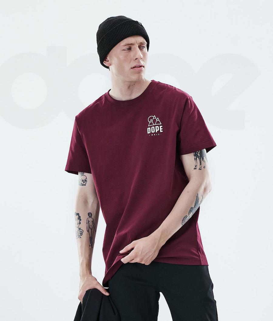 Burgundy Men's Dope Daily T-shirts | NZ_D1782